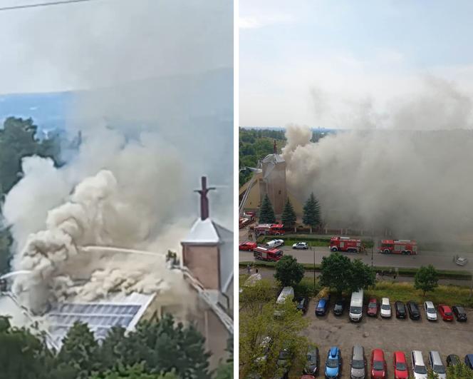 Pożar dachu kościoła św. Floriana w Sosnowcu