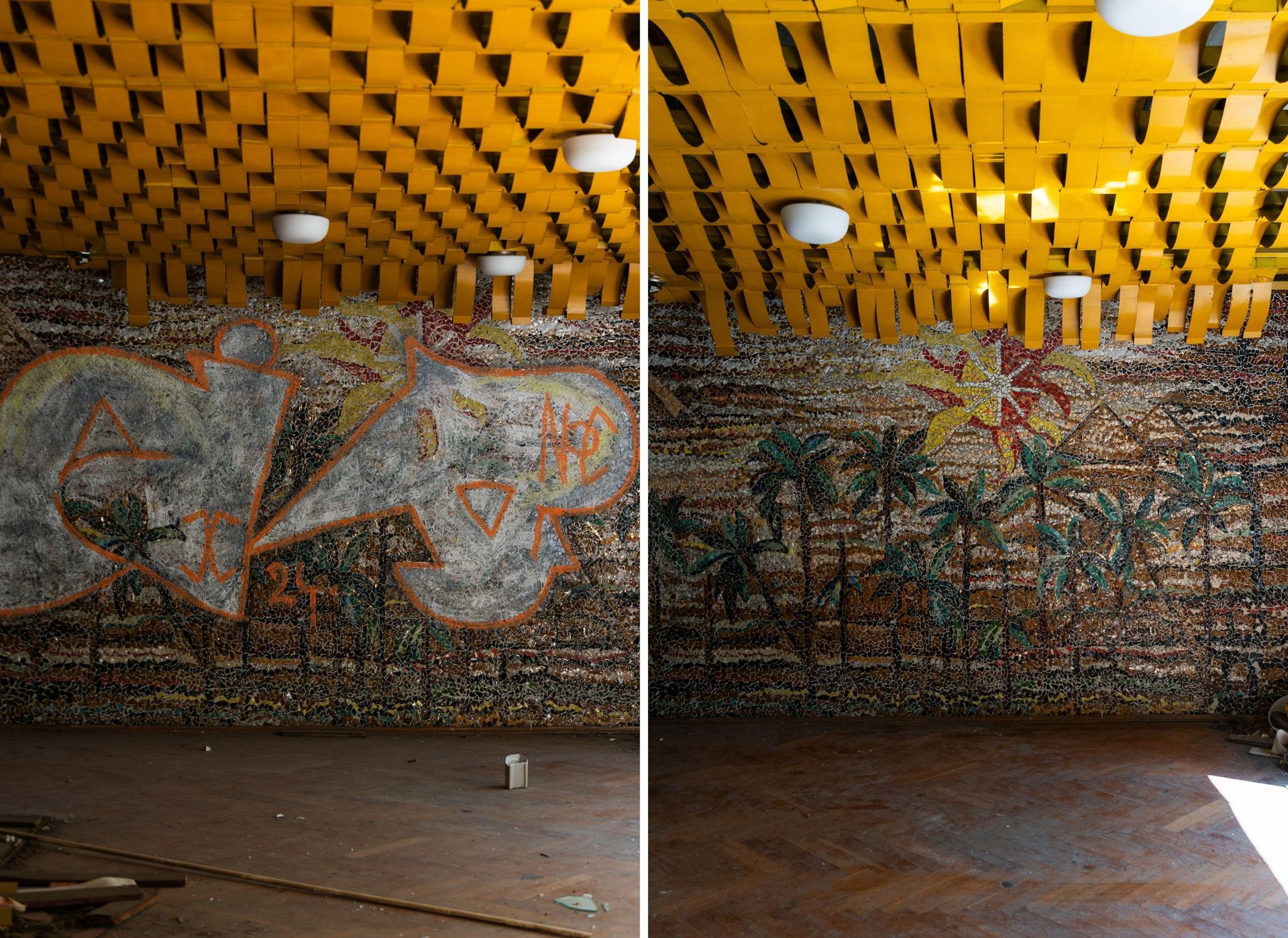 Mozaika w Kiekrzu przed i po