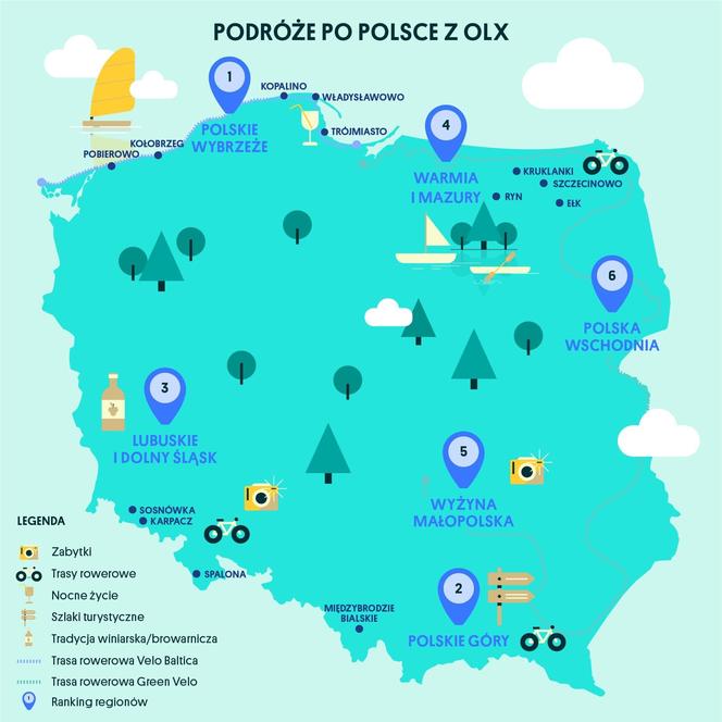 Wakacyjna mapa Polski. Te miejscowości wybierają Polacy 