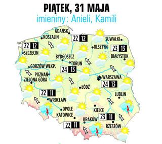 Pogoda, piatek 31 maja 2013