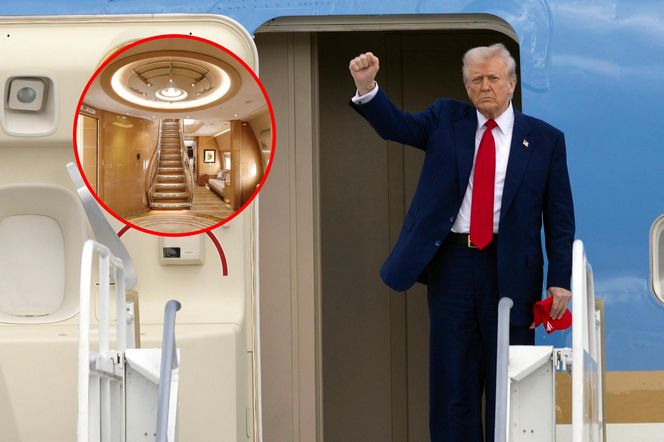 Luksusowy samolot Trumpa! Złote ściany, luksus aż kapie!
