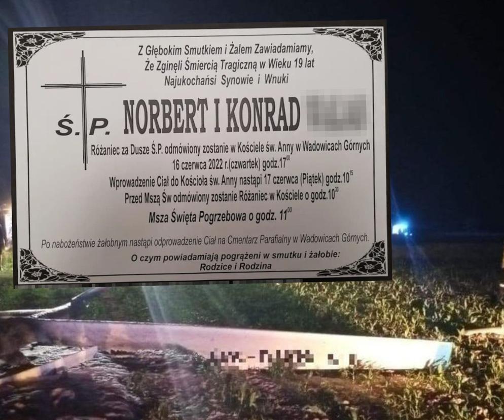 Pogrzeb 19-letnich bliźniaków. Norbert i Konrad zginęli w katastrofie pod Mielcem