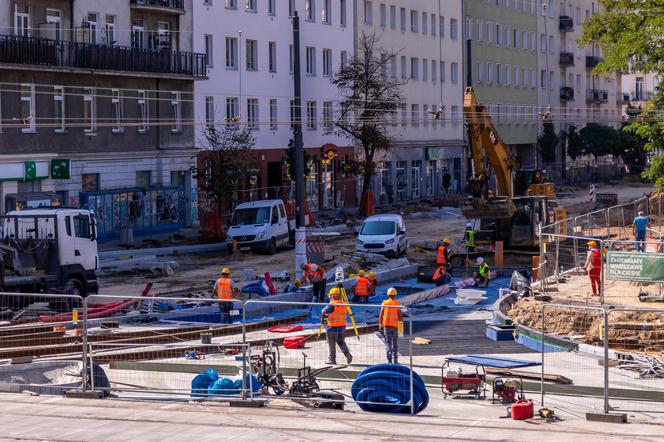 Budowa tramwaju na Rakowieckiej w Warszawie