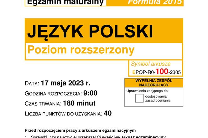 Matura 2023: polski rozszerzony formuła 2015