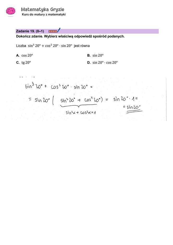 Matura z matematyki 2024 - ODPOWIEDŹ - ZADANIE 19