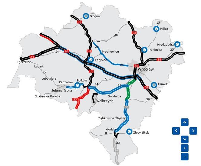 Mapa autostrad i ekspresówek