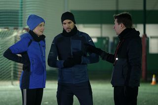 	M jak miłość odc. 1854. Natalka (Dominika Suchecka), Adam Karski (Patryk Szwichtenberg), Rafał (Jakub Kucner)