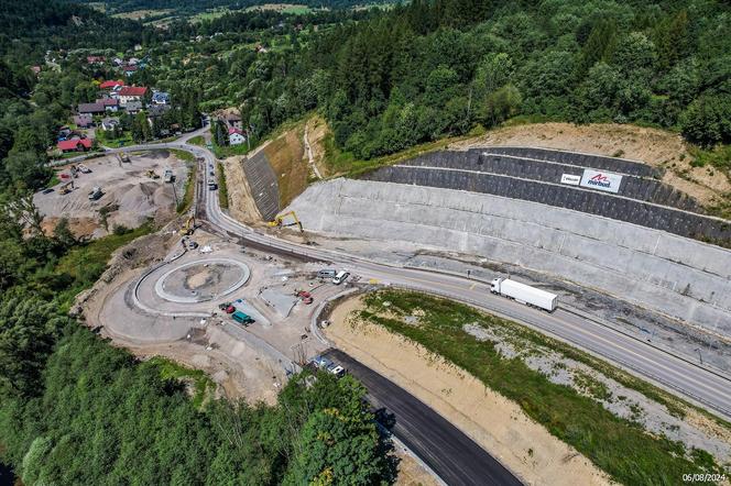 Plac budowy S1 Przybędza - Milówka, sierpień 2024