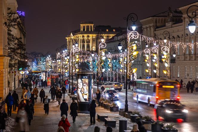 iluminacja świąteczna w centrum Warszawy