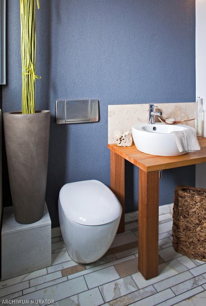 Niebieska łazienka, dzięki farbie na ścianach