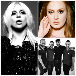 Lady Gaga, Adele, Coldplay