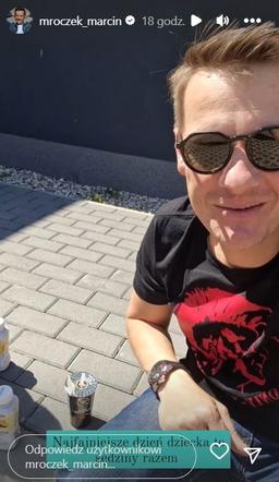 Marcin Mroczek (Piotrek w M jak miłość) z synem Kacprem