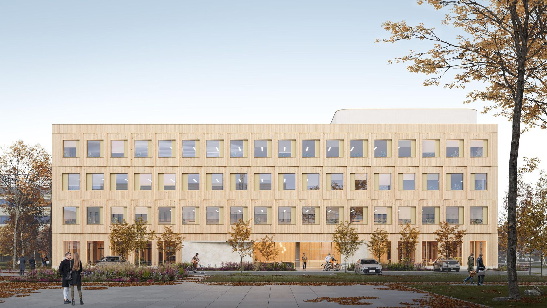 Budynek biurowy w Poleczki Park zaprojektowany przez pracownię AMBIENT