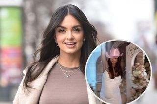 Beżowy baby shower Klaudii El Dursi. Tylko spójrzcie na ten tort! 