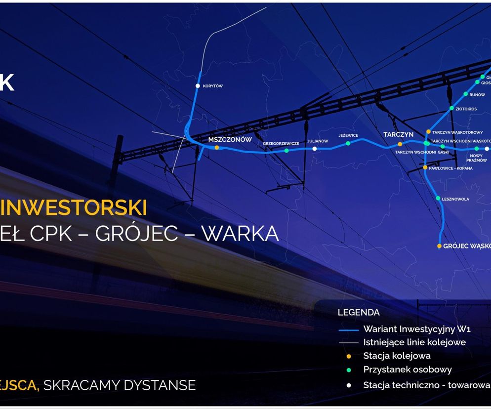 Wybrany wariant dla linii Warka-Grójec-CPK