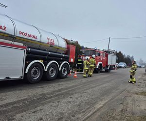 Kilkanaście wozów strażackich gasiło pożar miejscowości Kalinowy Dół 