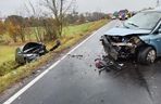 Poważny wypadek w Baranowie. Zderzyły się trzy auta. Wśród rannych 7-letnie dziecko