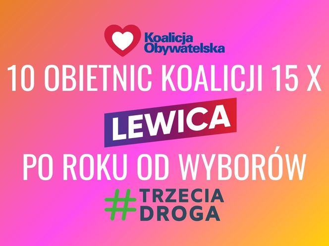 10 obietnic Koalicji 15 października po roku od wyborów