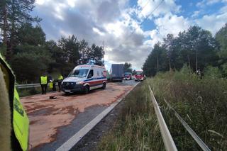 Zderzenie 3 osobówek i ciężarówki na DK46 w Częstochowie