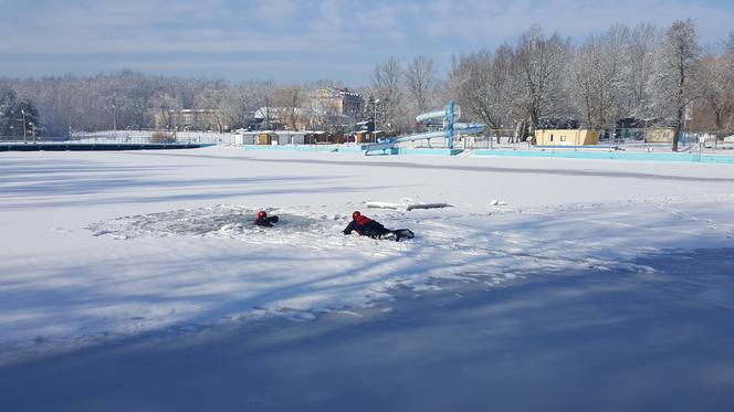 Pokazy ratownictwa lodowego na terenie kąpieliska Słupna w Mysłowicach