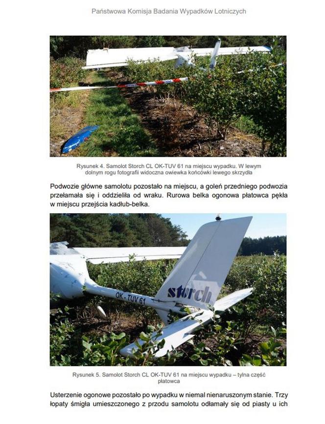 Kupił w Czechach samolot z silnikiem bez atestów. 55-latek roztrzaskał się na polu borówek 