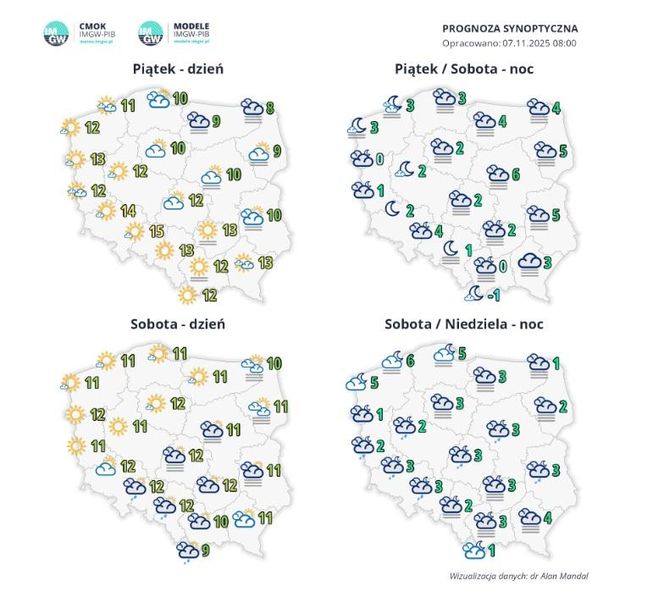 Prognoza IMGW na 7 i 8 listopada