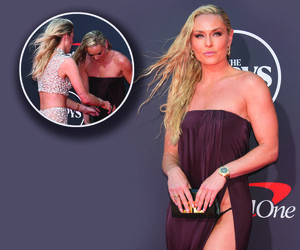 Legenda sportu pokazała za dużo! Lindsey Vonn zasłaniała majtki torebką. Miała wielki problem z kreacją