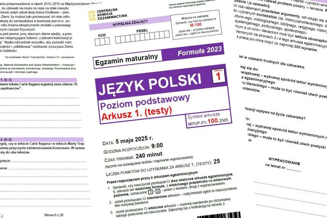 Matura 2025: język polski podstawowy. ODPOWIEDZI, ARKUSZE, jpg, pdf już online do pobrania [5 maja 2025]
