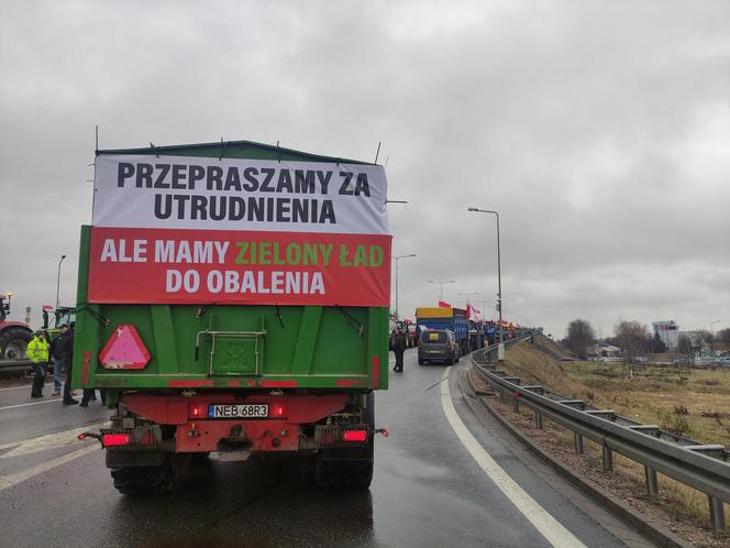 Protest rolników w Elblągu na S7