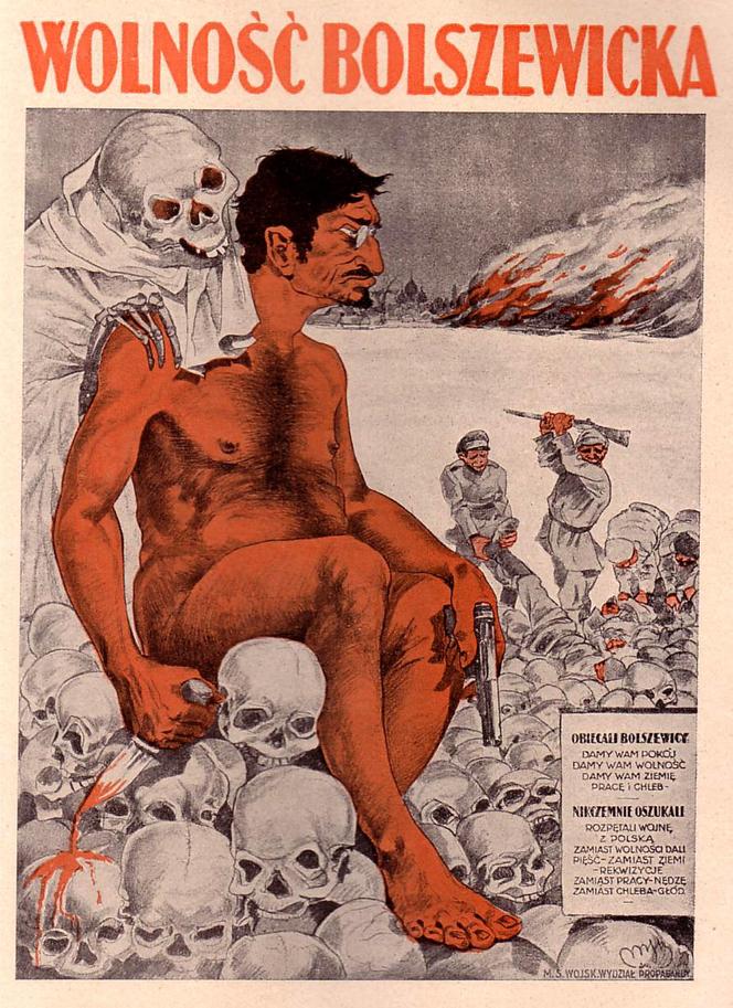 Polski plakat propagandowy „Wolność bolszewicka”, przedstawiający Lwa Trockiego – lipiec 1920.