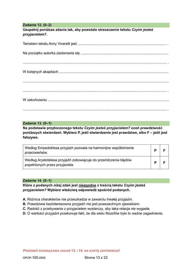 Egzamin ósmoklasisty 2025 - polski