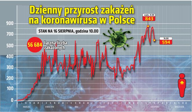 Koronawirus w Polsce. Wykresy i mapy: 16.08.2020