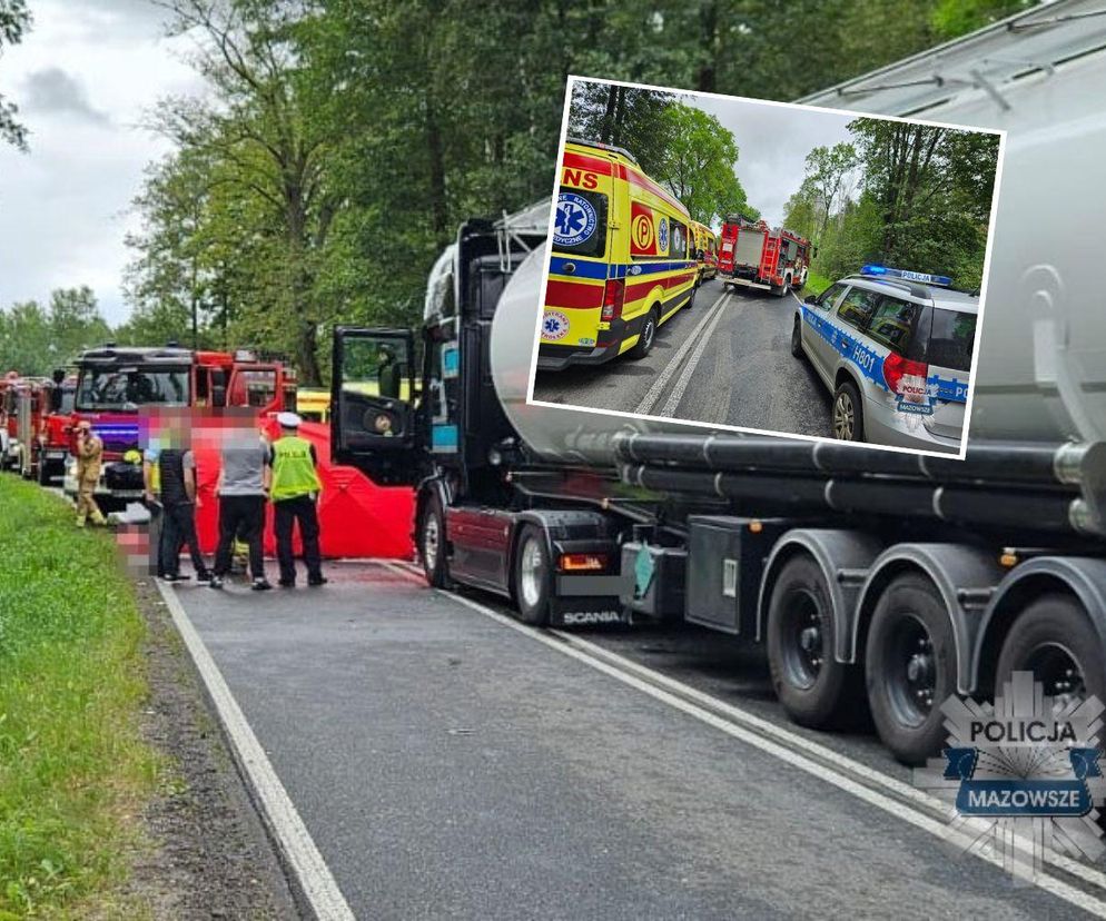 Samochód ciężarowy zderzył się z osobowym autem. Cztery osoby zginęły. Droga zablokowana	