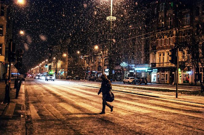 Niespodziewany śnieg w Poznaniu