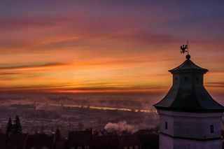 Sandomierz w jesiennej szacie z lotu ptaka