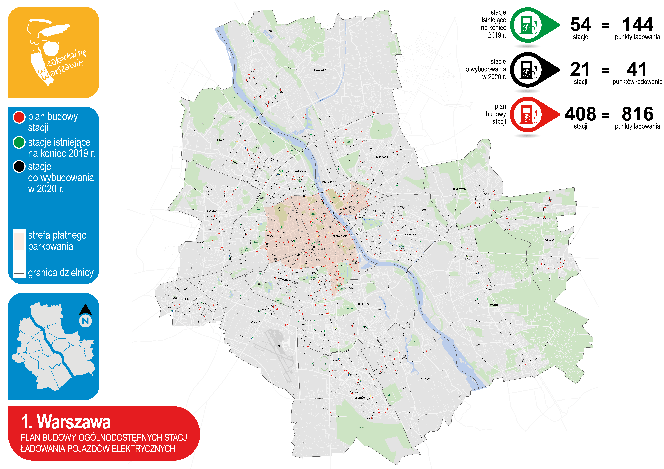 Stacje ładowania pojazdów elektrycznych w Warszawie: Warszawa