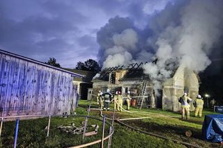 Pożar budynku gospodarczego, Rudzienko, gmina Dobre, powiat Miński