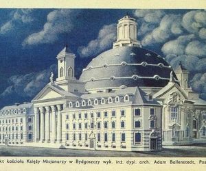 Projekt kościoła powstał w 1924 roku i był wzorowany na rzymskim Panteonie