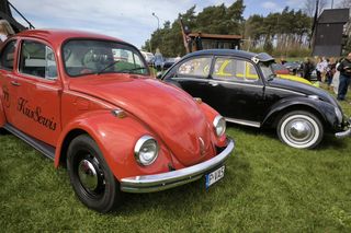 stara motoryzacja pod wiatrakami w Osiecznej