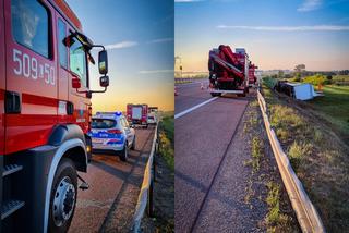 Lubelskie: Poranny wypadek na s12. Ciężarówka wypadła z jezdni