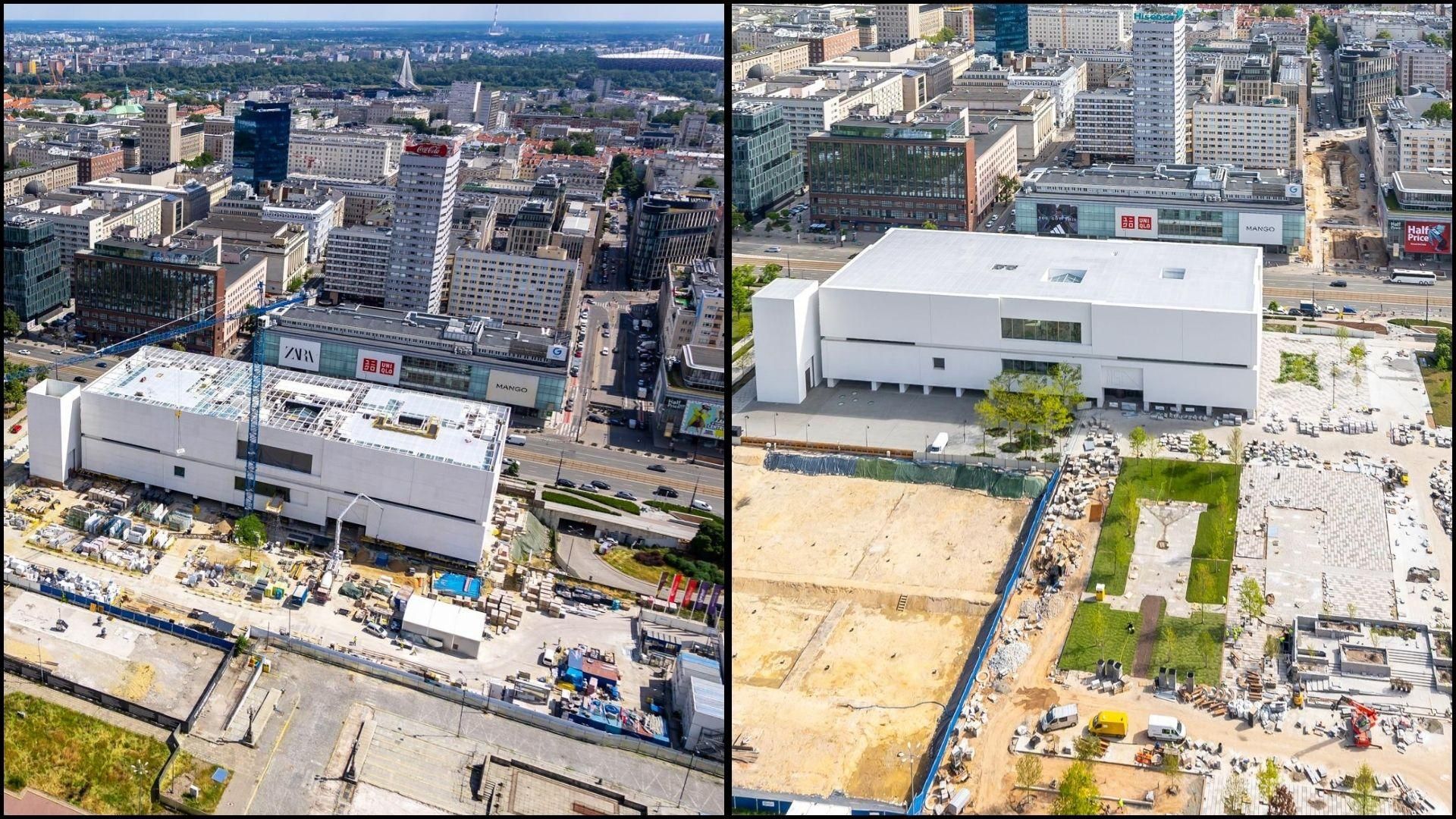 Muzeum Sztuki Nowoczesnej i plac Centralny - rok 2023 vs. 2025