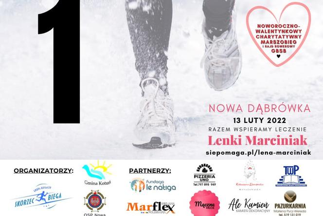 Noworoczno-Walentynkowy Charytatywny Marszobieg i rajd rowerowy na rzecz Lenki Marciniak odbędzie się 13 lutego w Nowej Dąbrówce