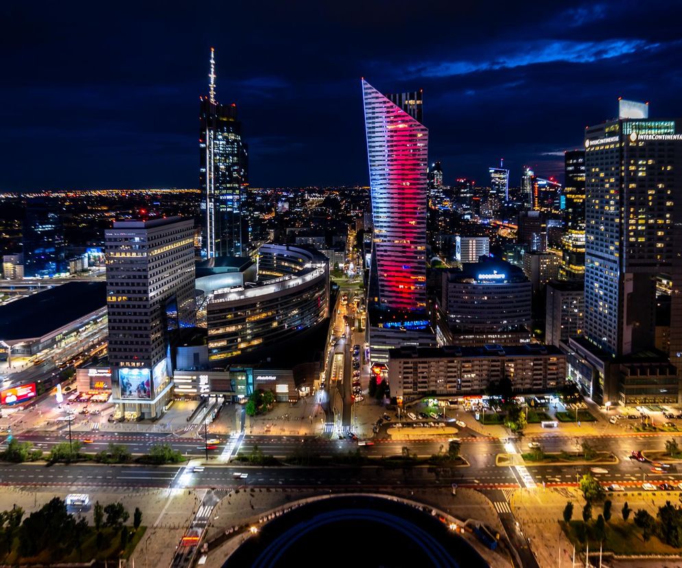 Widok w stronę Dworca Centralnego i Złotych Tarasów