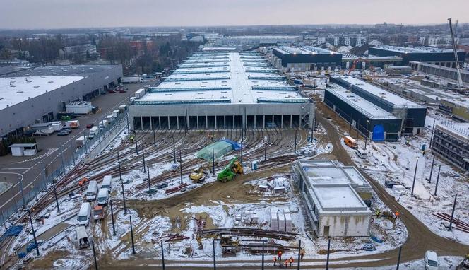 Budowa zajezdni, stan prac styczeń 2024