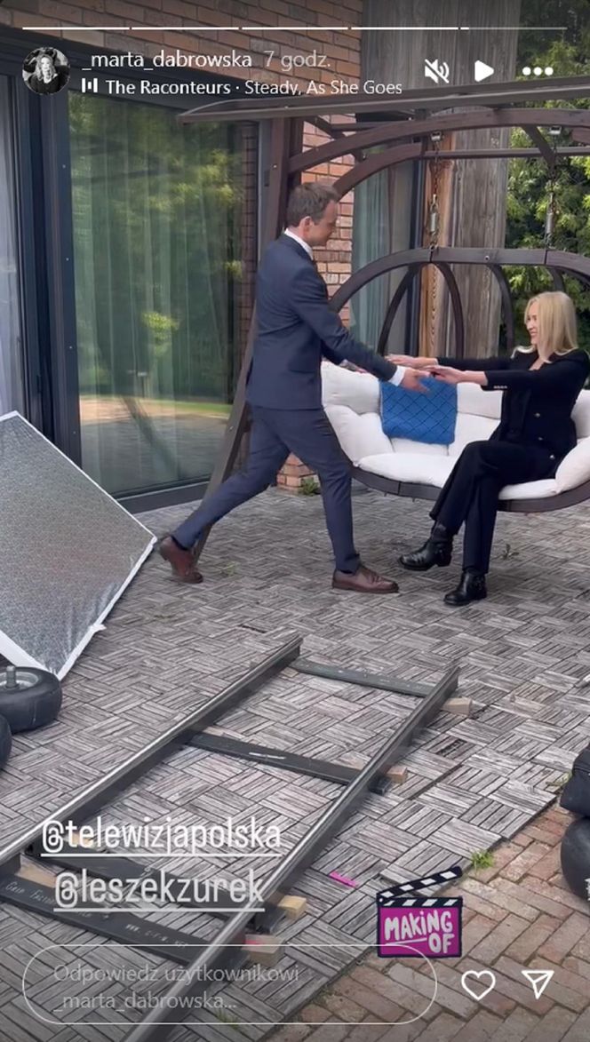 Barwy szczęścia na planie. Bruno (Lesław Żurek), Karolina (Marta Dąbrowska)