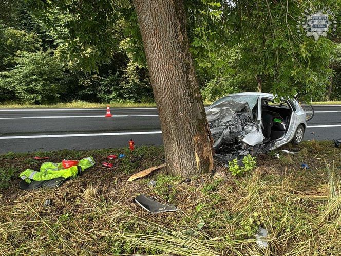 Czarny alert na Śląsku. Mazda roztrzaskała się na drzewie. Nie żyje kierowca