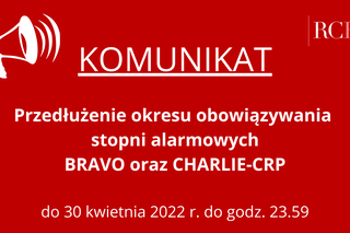 Przedłużenie stopni alarmowych BRAVO oraz CHARLIE-CRP