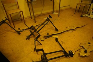 Mechanizm zegarowy przed montażem na wieży kościoła na Rynku Wildeckim