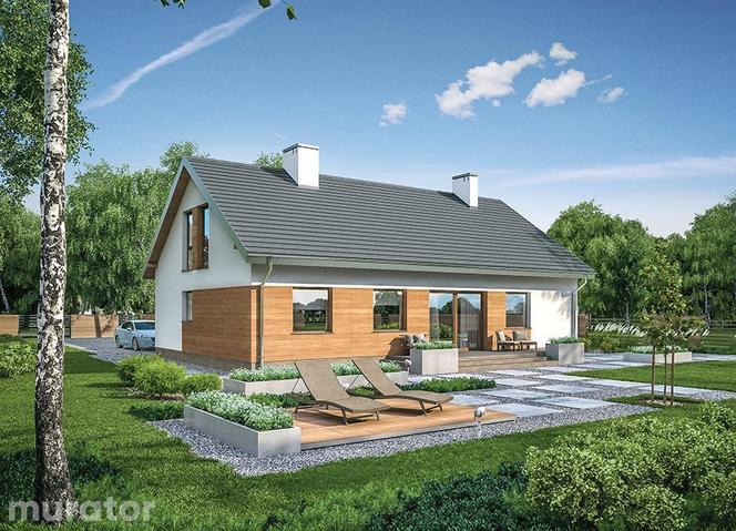 Projekt domu M218 W zgodzie z naturą z katalogu Muratora - wizualizacje, plany, rysunek