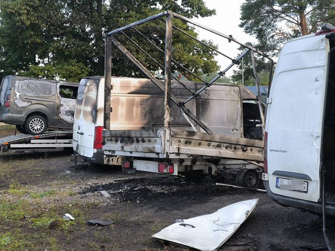 Spalone busy przy ulicy Usługowej w Lesznie